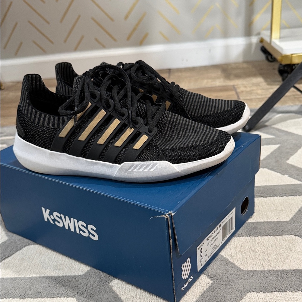 K-Swiss Black and Gold Athletic Shoes